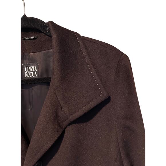 Cinzia Rocca Italian Wool & Angora Dark Chocolate Brown Over Coat - Picture 4 of 6